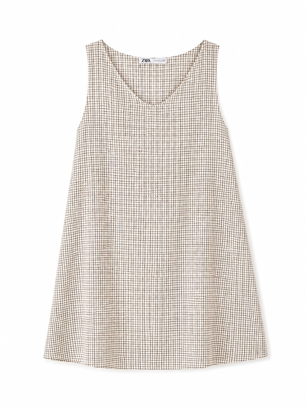 Zara Beige Check V-Neck Sleeveless Tank